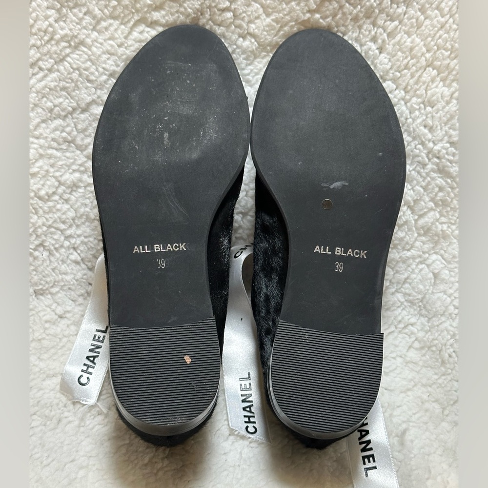 All Black Brand Cowman Lace Up Oxfords Shoes Sz39 w/Authenticate CHANEL Ribbons - Picture 6 of 9